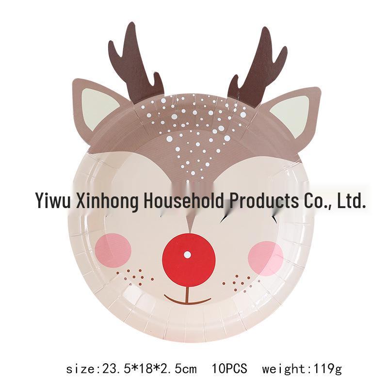 Festliches Weihnachtsgeschirr-Set: Pappteller, Servietten, Becher, Unregelmäßige Teller, Tischdecke, Besteck für Neujahrspartys