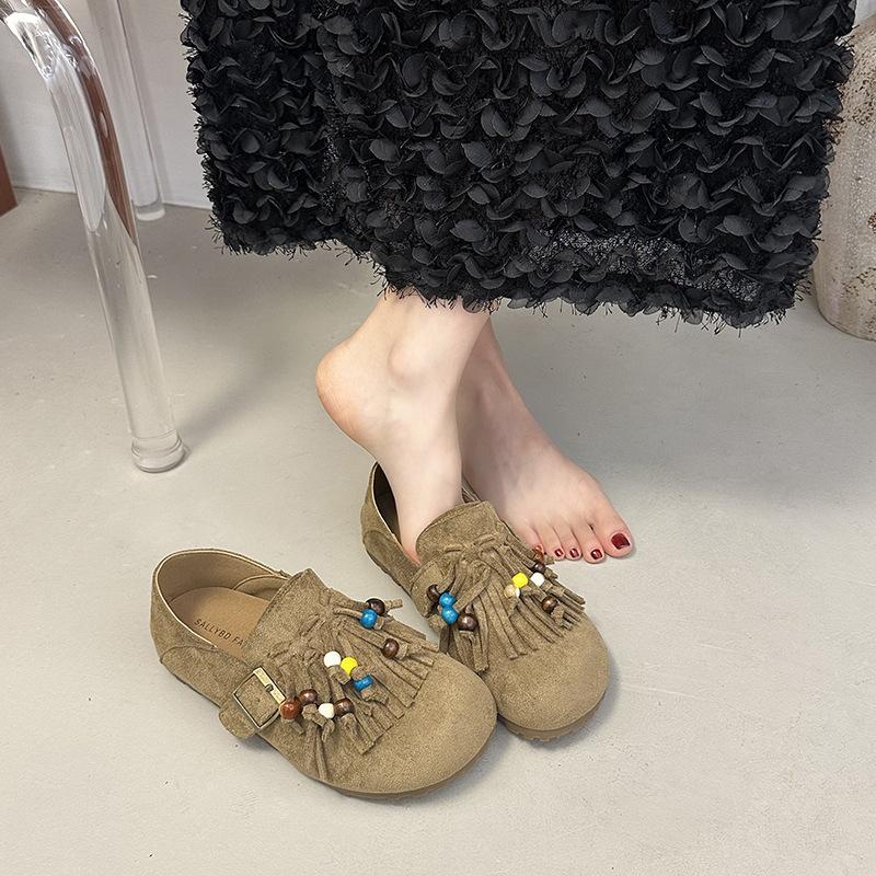 Flat Tassel French Niche Bohemian Women's Outer Wear 2025 Spring Summer Evening Wind Mary Jane Grandma Shoes Women
