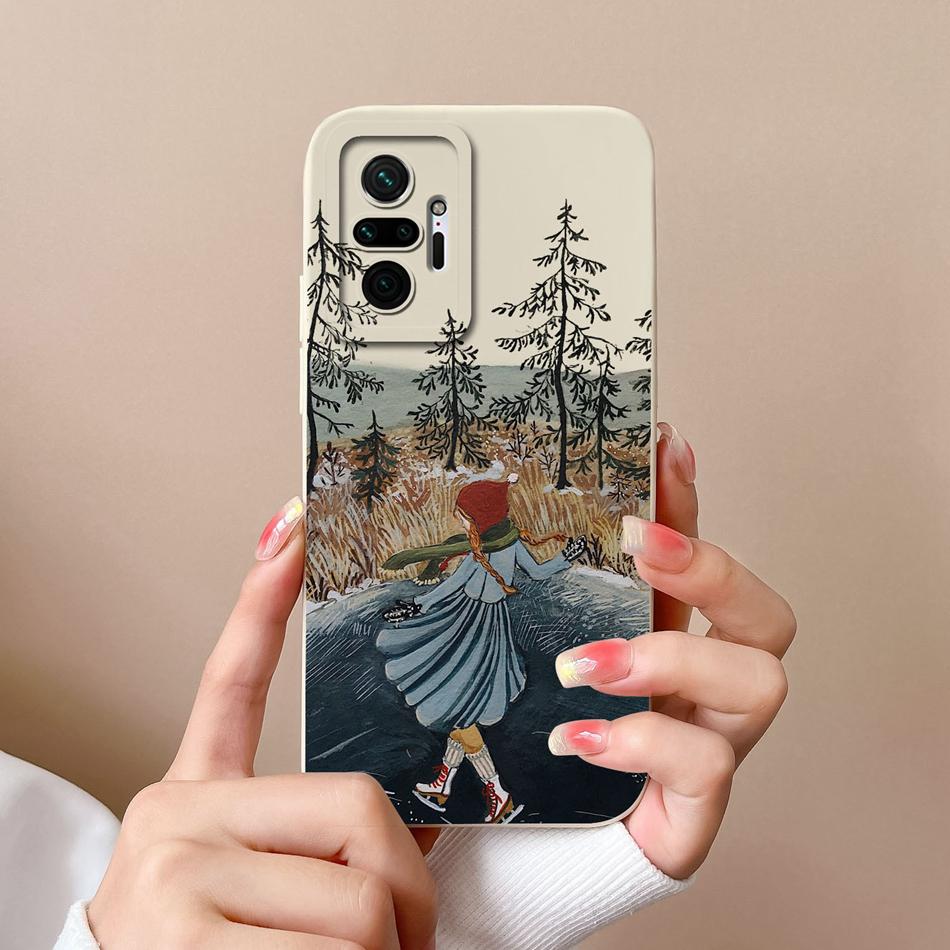 For Redmi Note 10 Pro Max Phone Case Cat Liquid Silicone Full Coverage Anti Drop Funda For Xiaomi Redmi Note 10Pro Max Bumper