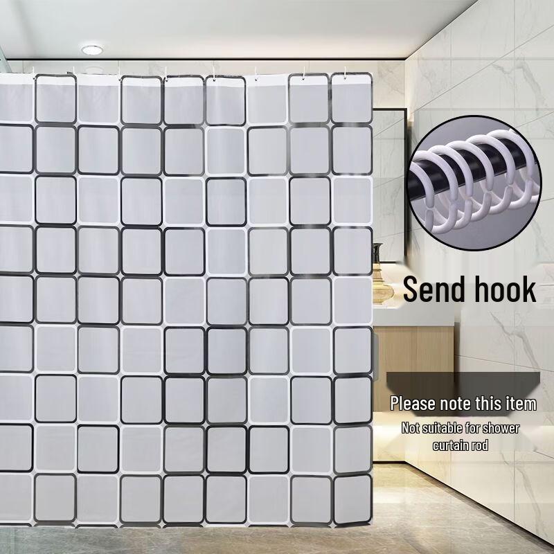 

Large Plaid Waterproof Shower Curtain Set