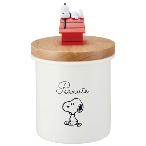 Skater ENC8D-A Enamel Canister with Wooden Lid and Mascot, 750ml, Storage Container, Snoopy