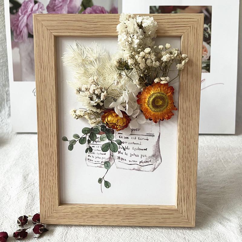 Handmade A4 Photo Frame with Dried Flowers - DIY Kit for Wall Decoration or Valentine's Day Gift