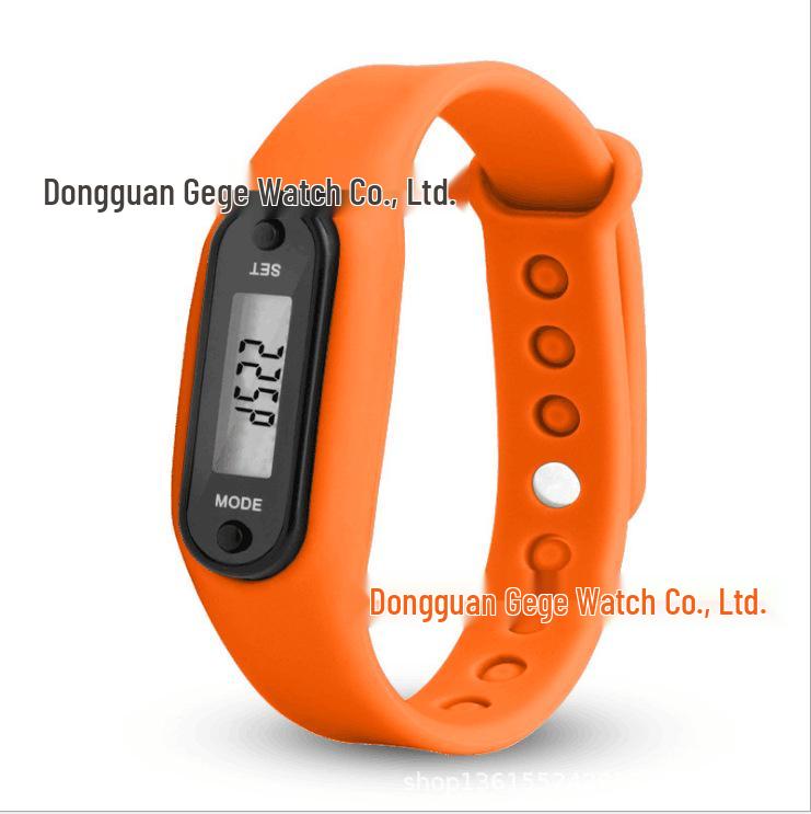 

Силиконовый умный спортивный браслет-часы с ЖК-дисплеем и шагомером оранжевый