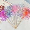 5Pcs Tassel Cake Decoration Colorful Rain Silk Baking Plug-in Card  Wedding