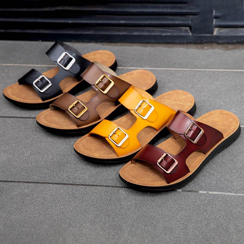 Fashion Beach Sandals Comfortable Men Bathroom Slippers Fashion Footwear Men's Flats Men Leather Shoes Flip-flops Summer Men Slippers