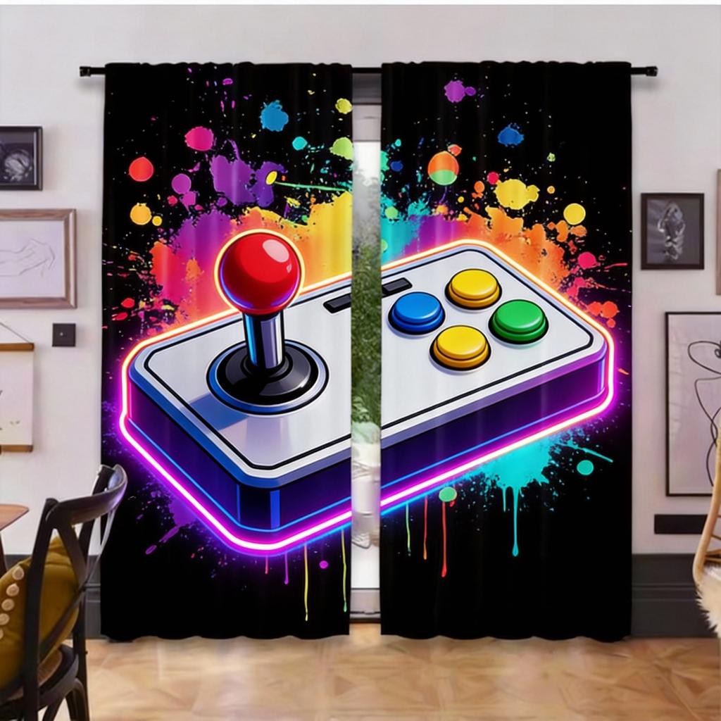 2 Pezzi Tende Oscuranti per Controller da Gioco Gamer Decorazione Camera da Letto Sala Giochi Soggiorno Per Camera da Letto Soggiorno e Ufficio