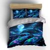 Neon Dolphins Under Moonlight Bedding Set For Kids Luxury Gift 3Pcs Digital Print Comforter Set Soft Comfortable Breathable