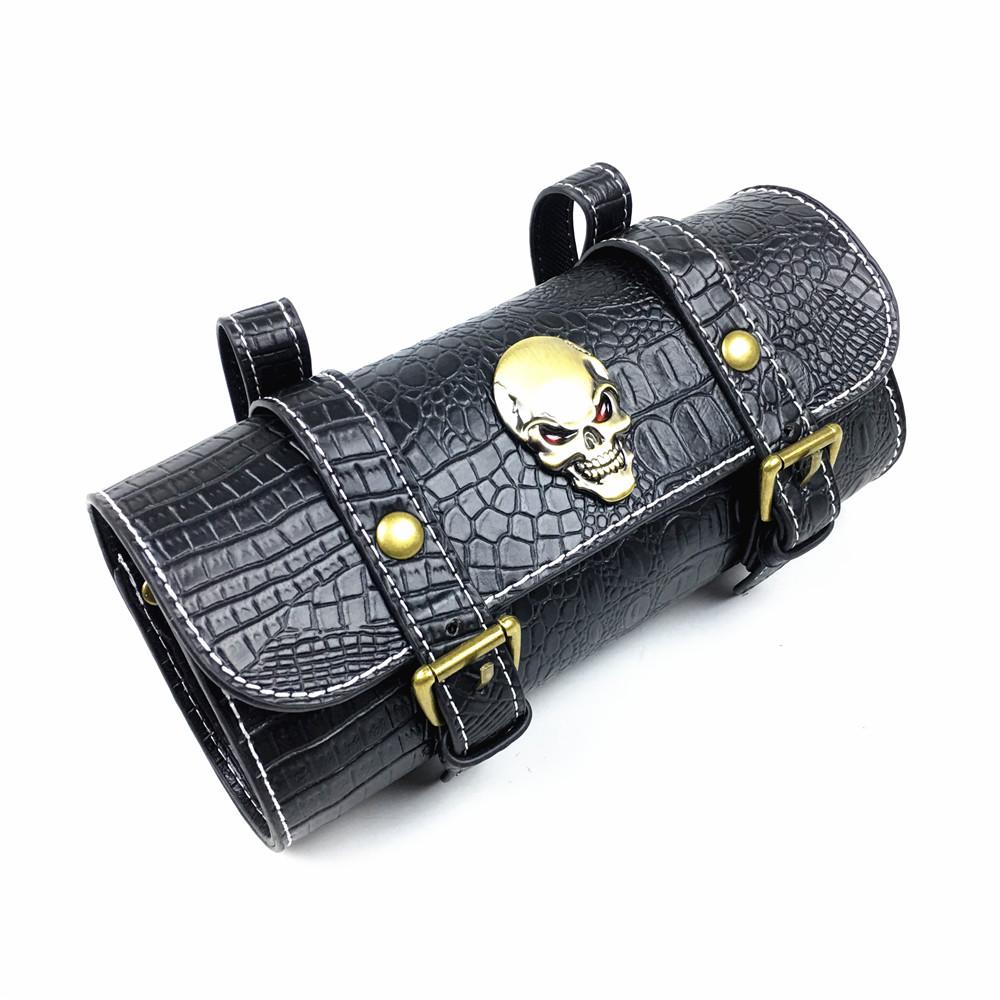 Universal Motorcycle Fork Tool Bags Storage Leather Travel Pouch Front Luggage Bag For Harley Honda Yamaha Suzuki