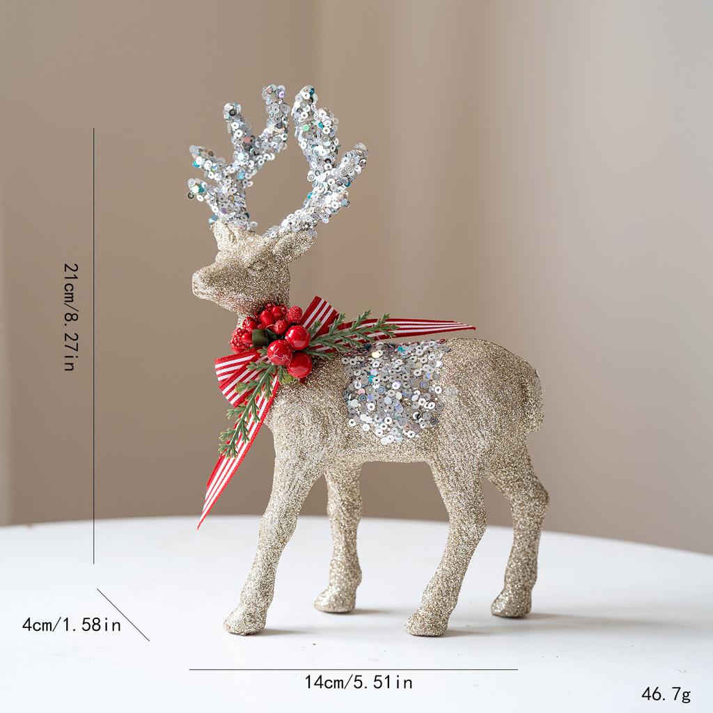 Christmas Champagne Silver Red Christmas Deer Holiday with Single Product Window Scene Christmas Tree Decorations  New