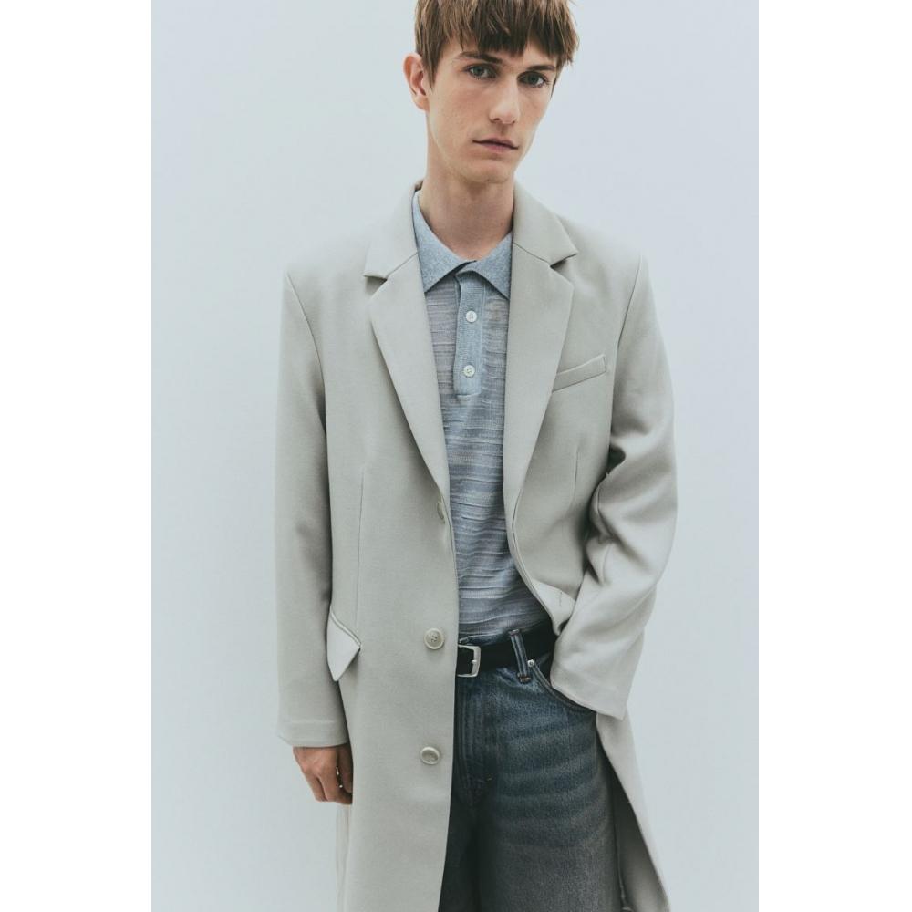 H M Regular Fit Coat ligHt Grey