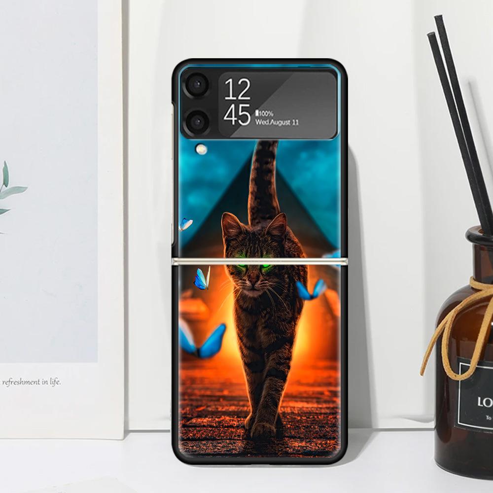 Cool Animal Big Cat Tiger Phone Case For Samsung Galaxy Z Flip 7 Flip7 Zflip 6 Flip6 5 Flip5 4 Flip4 3 Flip3 5G Fundas Black Cov