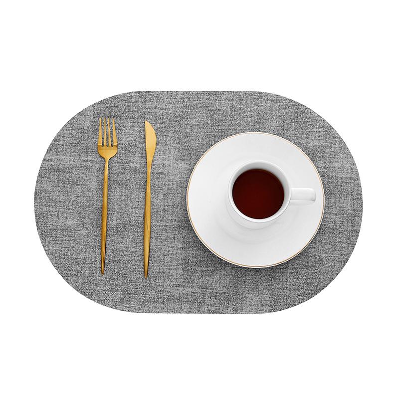 INS Fabric Pattern PU Faux Leather Placemats Waterproof Oilproof Heat Insulation Pad Dining Table Kitchen Counter Mats Pads