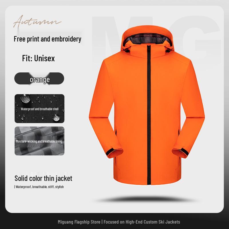 Men's Waterproof Windproof Mountaineering Jacket with Custom Logo Print - Durable Workwear for Companies and Groups