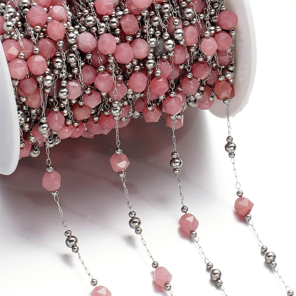 1meter/Lot Colorful Faceted Stone Beads Beaded Stainless Steel Chains for Bracelet Necklace Anklet DIY Jewelry Making Supplies