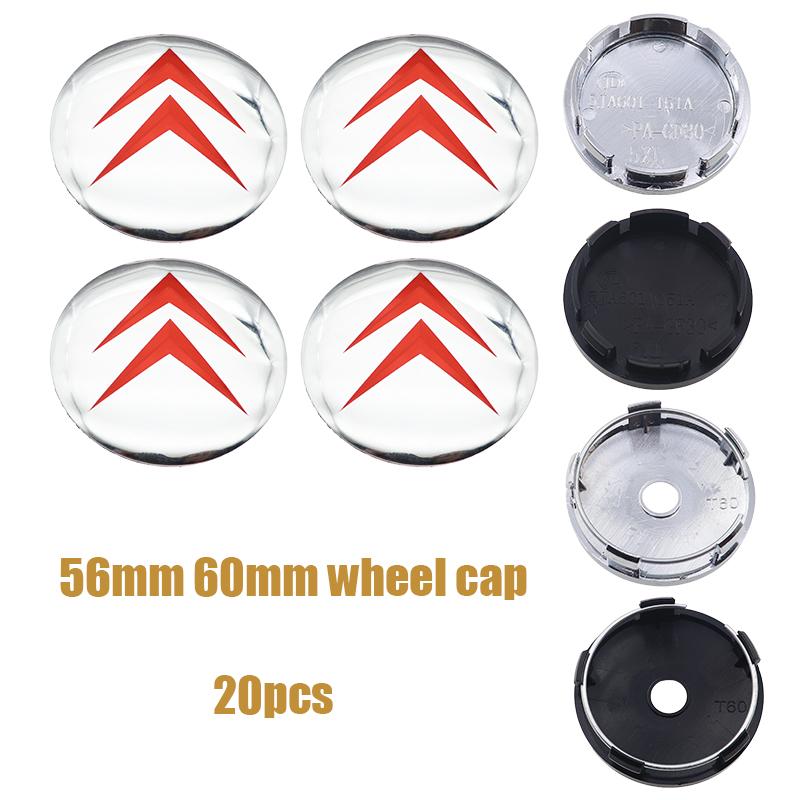 20pcs 56mm 60mm Citroen 3D logo Car wheel emblem Wheel Center Hub Cap auto Rim refit dust-proof badge covers styling accessories