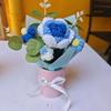 Crochet Flower Bouquet Handcrafted Knitting Flower Ornament Yarn Floral Decoration Mother's Day Birthday Christmas Gift