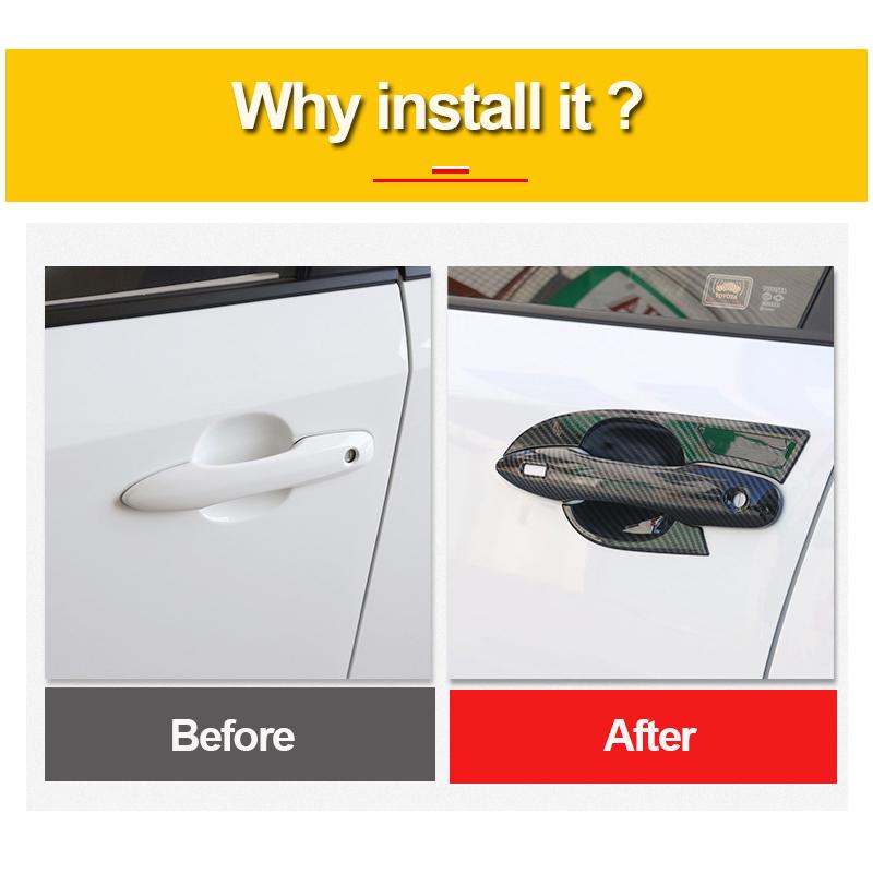ABS Carbon Fiber Car External Door Handle Bowl Covers Trim Sticker For Toyota Corolla E210 2022 12th Accessories