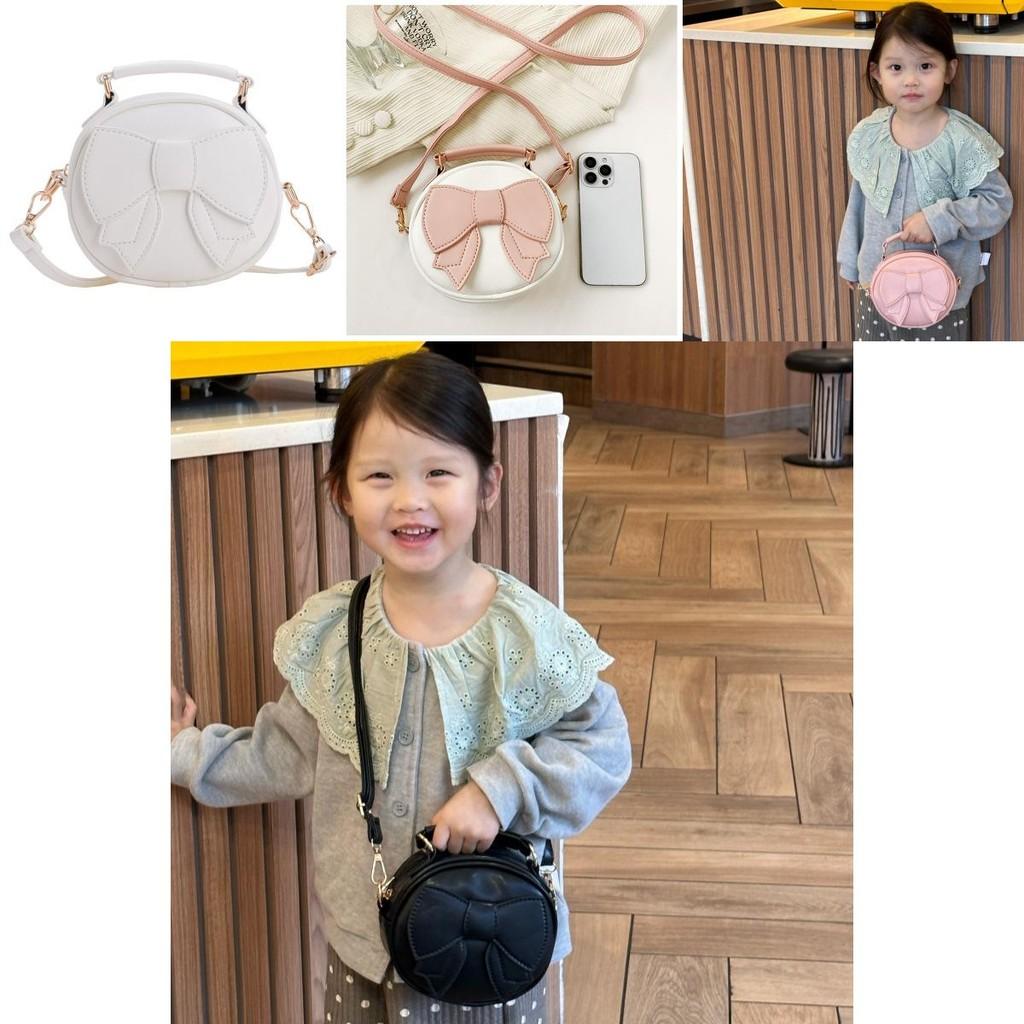 Cute Unisex Mini Bowknot Round Purse For Kids Made From Soft Pu Material