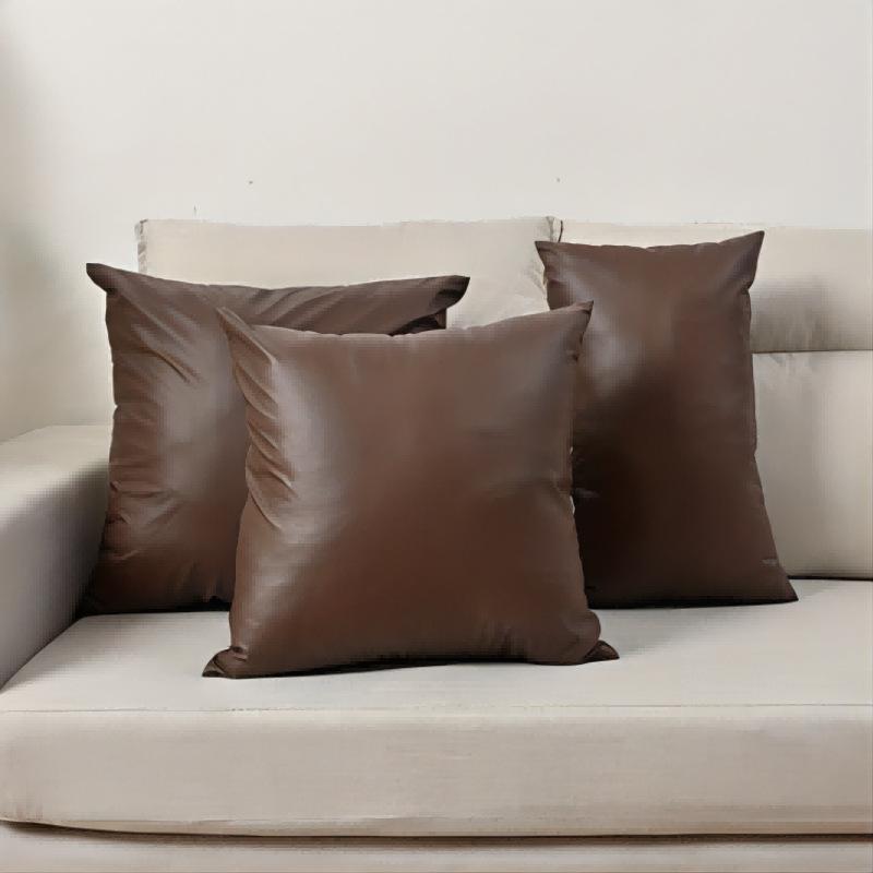 1pc Thick Waterproof PU Pillow Cover European Style Luxury Lumbar Support Cushion for Sofa Living Room Office Decor