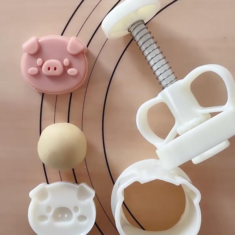 Plastic Material Mooncake Molds Stamp Moon Cake Mould Cartoon Pig Shaped Molds