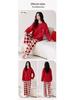 Women's Double-Sided Cotton Pajama Set with Chest Pads - Round Neck, Long Sleeve, Long Pants Pullover Style
