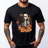 Cat Skeleton Flower Garden Halloween White Graphic Tee Breathable Original Mens TShirts Big And Tall Mothers Day