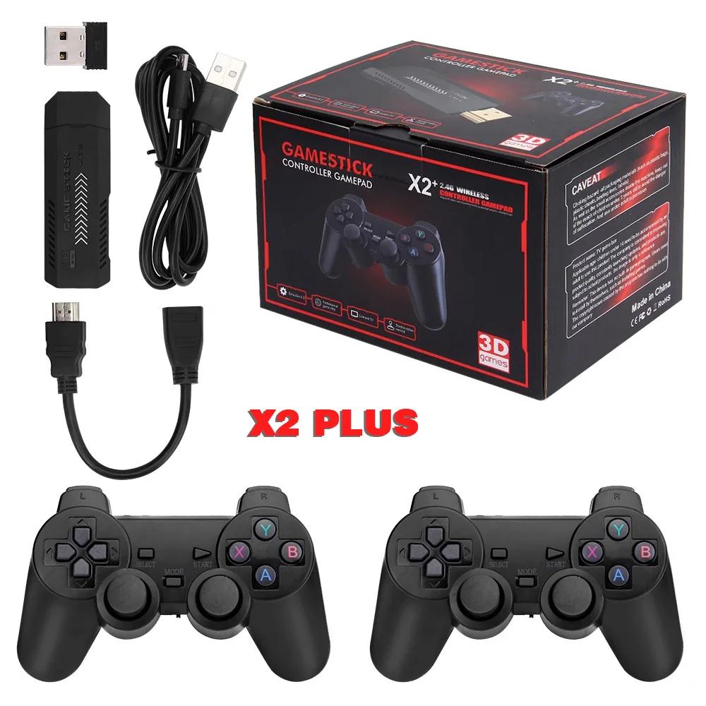 X2 Plus 256G 50000 Game GD10 Pro 4K Game Stick 3D HD Retro Video Game Console Wireless Controller TV 50 Emulator For PS1 N64 DC