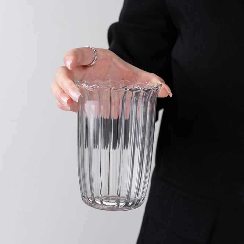 Glass Ribbed Rolled-Rim Coffee & Tea Cups