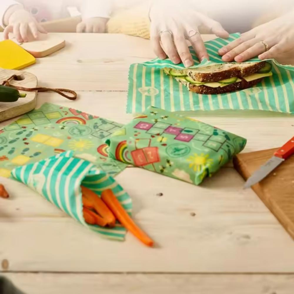 Wiederverwendbare Aufbewahrungsfolie aus nachhaltigem Bio-Lebensmittelpapier für Obst, Gemüse und Käse, BPA- und plastikfreie Lebensmittelfolie aus Bienenwachs