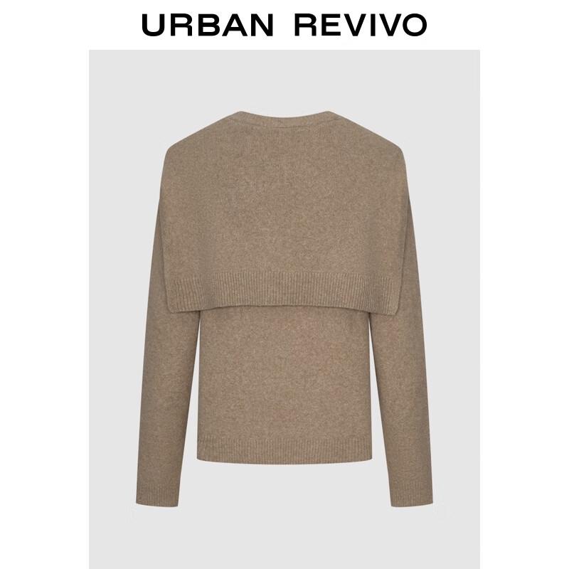 

UR Women s Faux Two-Piece Knit Sweater with Tie-Shoulder Shawl M