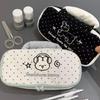 Dotted Print Pencil Case Light Weight Polyester Pen Pouches with Handle Large Capacity Pen Organiser Travel Makeup Bag