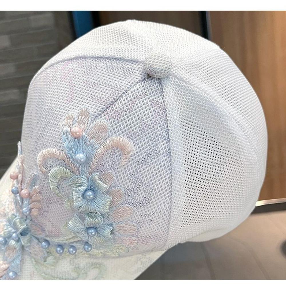 Sunscreen Hat Women's Summer Hat Sweet Flower Embroidery Women's Baseball Cap Summer Thin Sunshade Cap