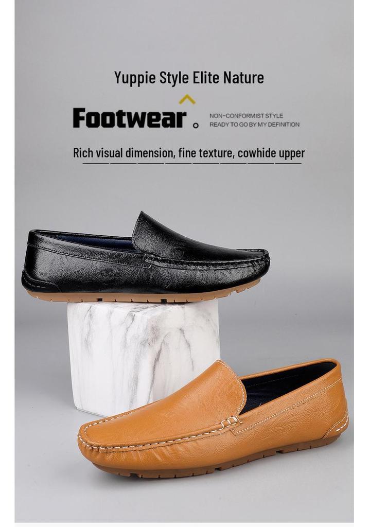 Men's Large Cowhide Leather Slip-On Driving Moccasins - Casual Spring Loafers