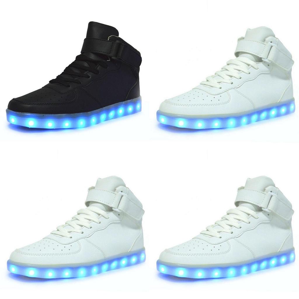 Couples Men Led Women High Light Up Trainer Lace Up Flat Shoes Luminous Sneakers