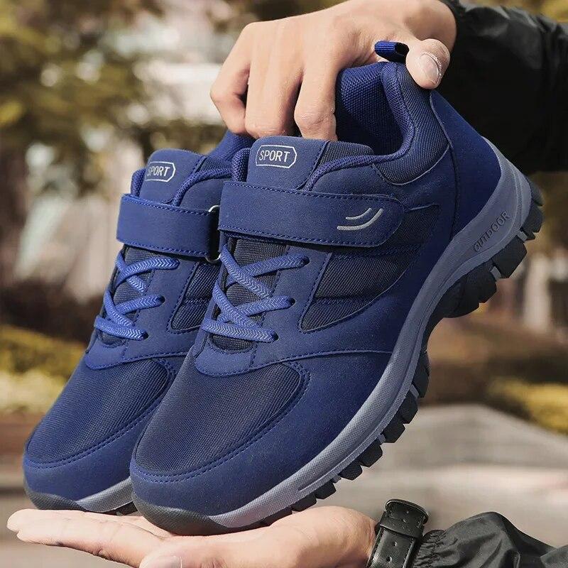 

Men s Trendy Running Shoes With Hook And Loop Fastener, Comfy Breathable Wear Resistant Shock Absorpti Cushied Sneakers 35