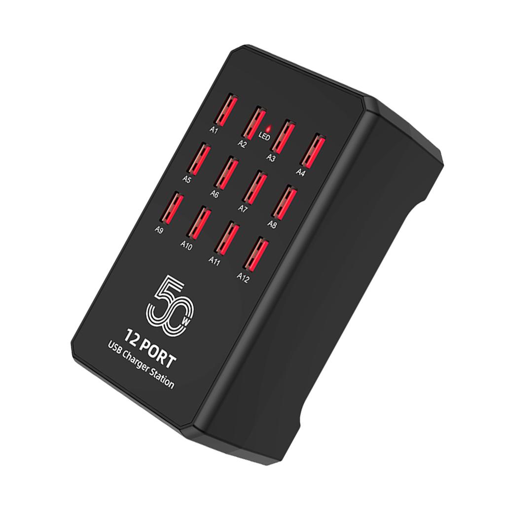 12 Anschlüsse USB-Ladestationen 50W Tragbar für Mehrere Geräte Mehrschichtiger Schutz