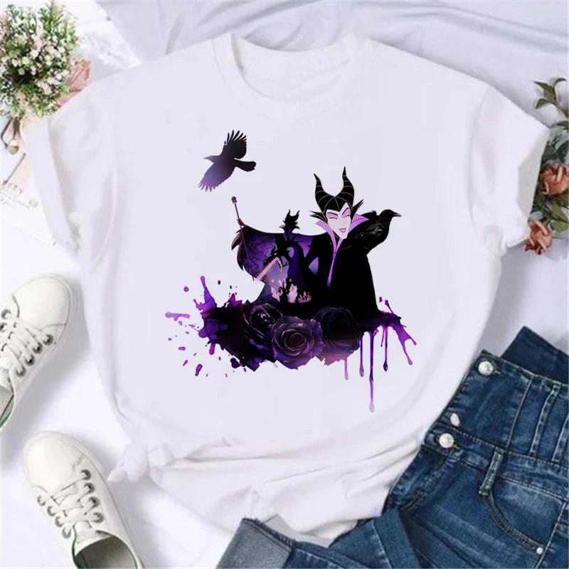 Summer Unisex Cartoon Villain T-Shirt Villain Princess Pattern Fashion T-Shirt Harajuku Streetwear White Cotton Top