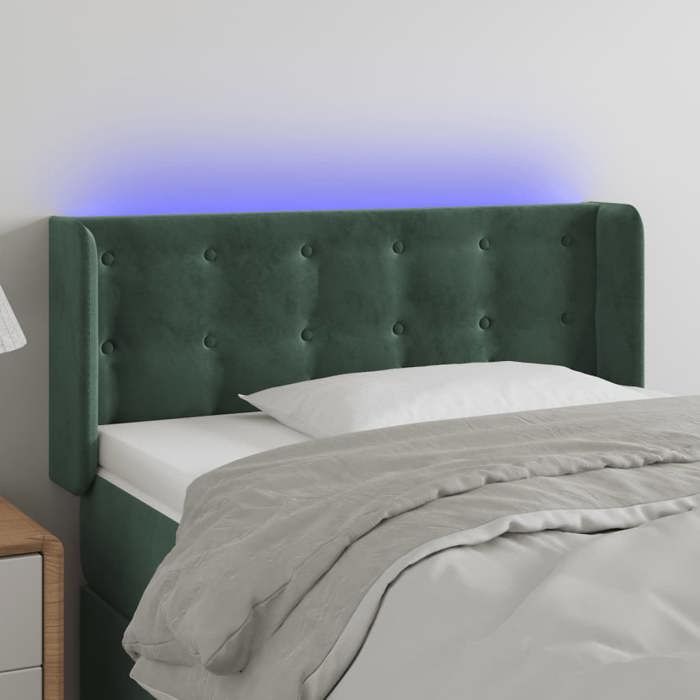 VidaXL LED Headboard Bedroom Furniture Single Bed Accessory Headboard Bed Frame Interior Dark Green 3123703