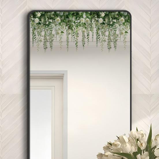 Window Sticker Rose Vine Design PVC Waterproof Wall Sticker No Glue Residue Versatile