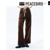 PEACEBIRD Women's Spring Velvet Straight-Leg Casual Pants