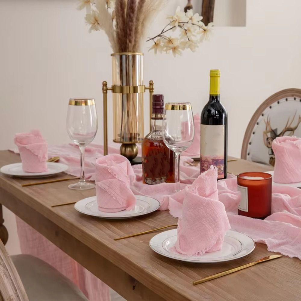 6pcs Cotton Cloth Napkin Washable Table Decoration Vintage Gauze Table Towel  Banquet