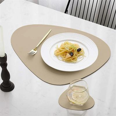 1/2/4PCS Triangle Placemat and Coaster Sets Faux Leather Luxury Table Pad Place Mat Tableware Cafe Pad Food Mat