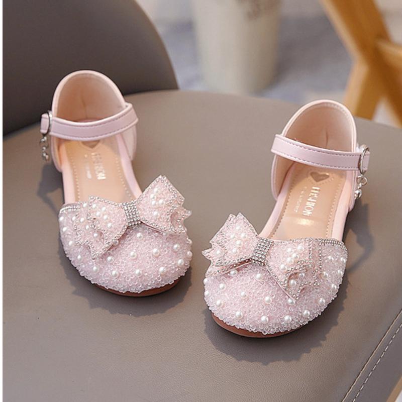 Girls' Half Sandals Summer Korean Version Soft Soled Children's Leather Shoes, Mid Size Children's Crystal Shoes, Baby Princess Shoes
