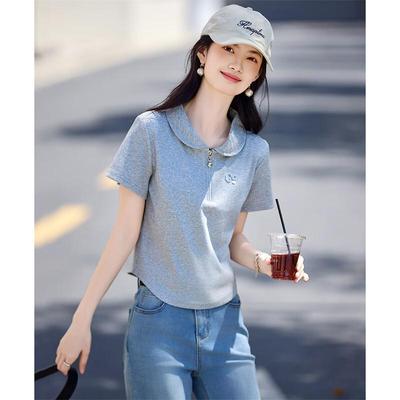 Women's Asymmetric Polo Collar Short Sleeve T-Shirt
