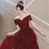 Toast Braut 1011 Neues Sommer Damen High-End Rotes Verlobungs Abendkleid Kleid Leichter Luxus Nische Atmosphärisch Hochzeitsbankett
