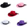 Ethnic Style Cowgirl Hat Rolled Brims Hat Cowboy Hats for Stage Performances