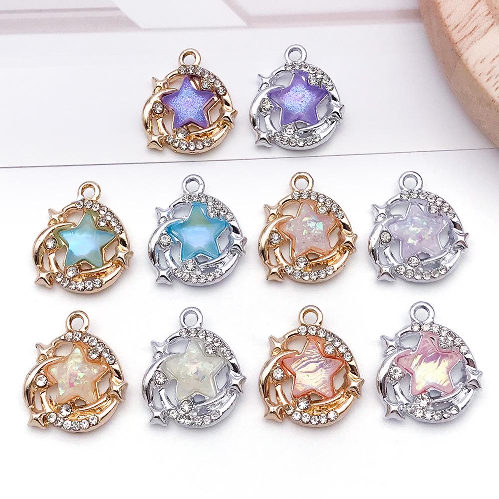 Star Moon Light Diamond Pendant Charm for DIY Jewelry Accessories