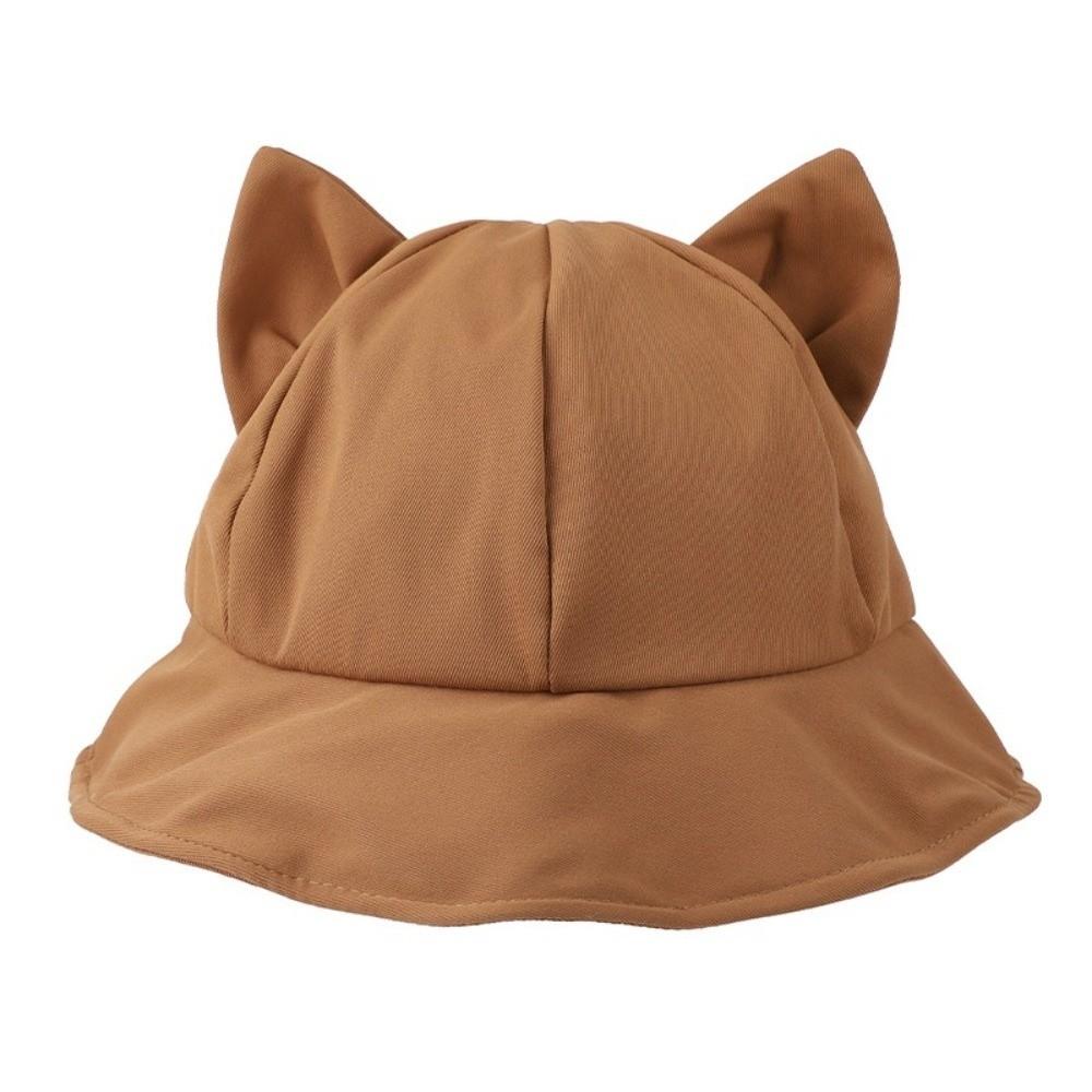 Anti-UV Cat's Ears Bucket Hat Wide Brim Sun Hat Casual Wide Brim Hat  Daily Wear
