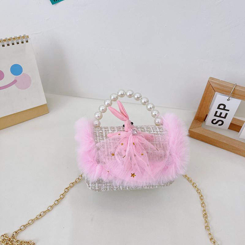 Charming Pearl Bow Mini Handheld Bag For Kids With Stylish Modern Design And Breathable Fabric