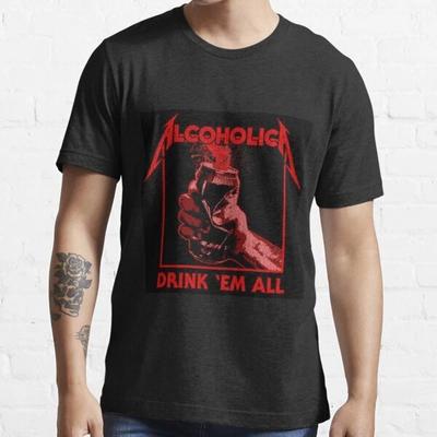 Alcoholica drick dem alla heavy metal rock punk musik band fan present t-shirt